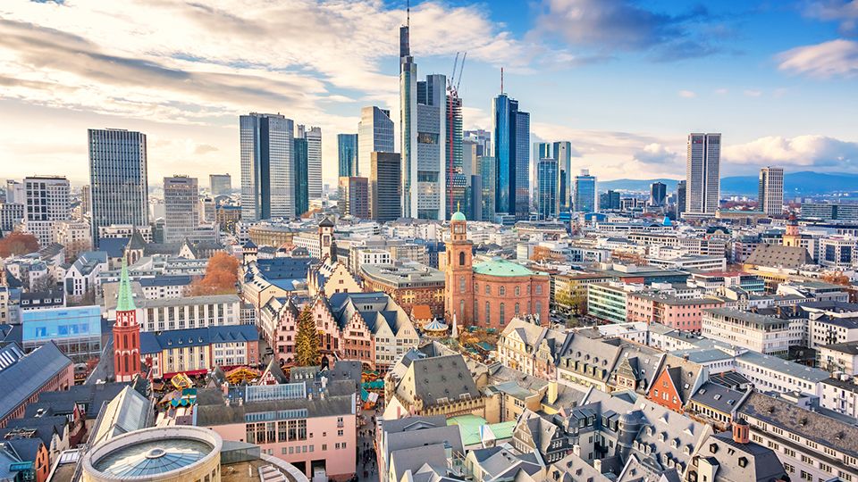 Skyline of downtown Frankfurt in Germany