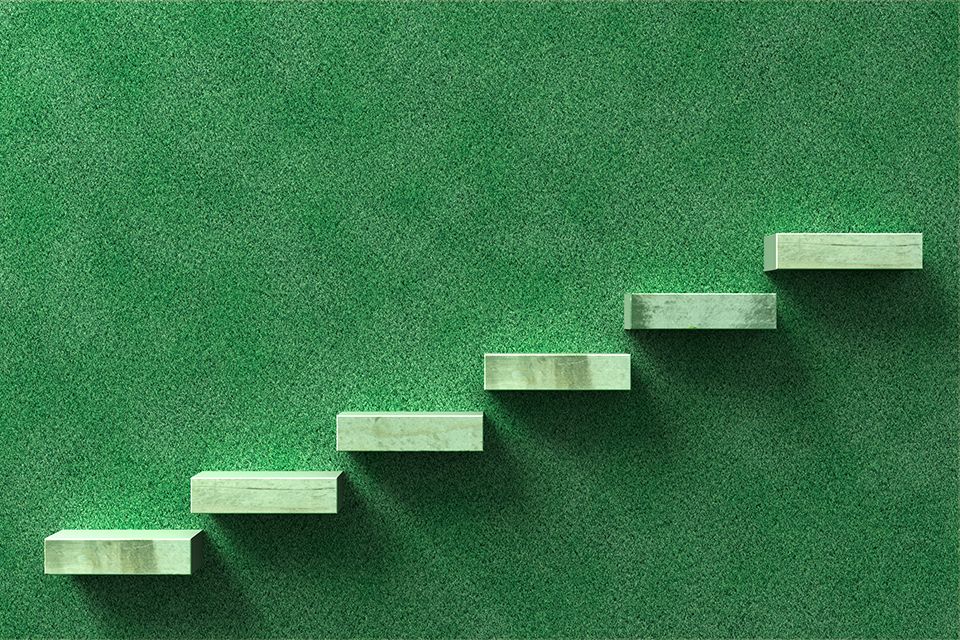green steps ascending