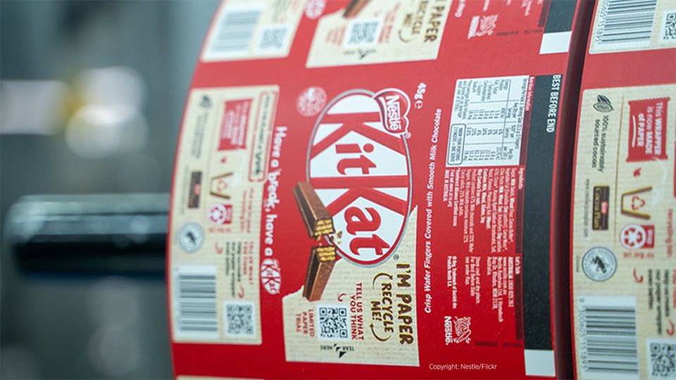 Paper packaging for Nestle KitKat
