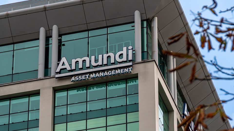 Paris, France - October 30, 2022: Exterior view of the headquarters building of the Amundi group, a French asset management company present in Europe, Asia and the United States