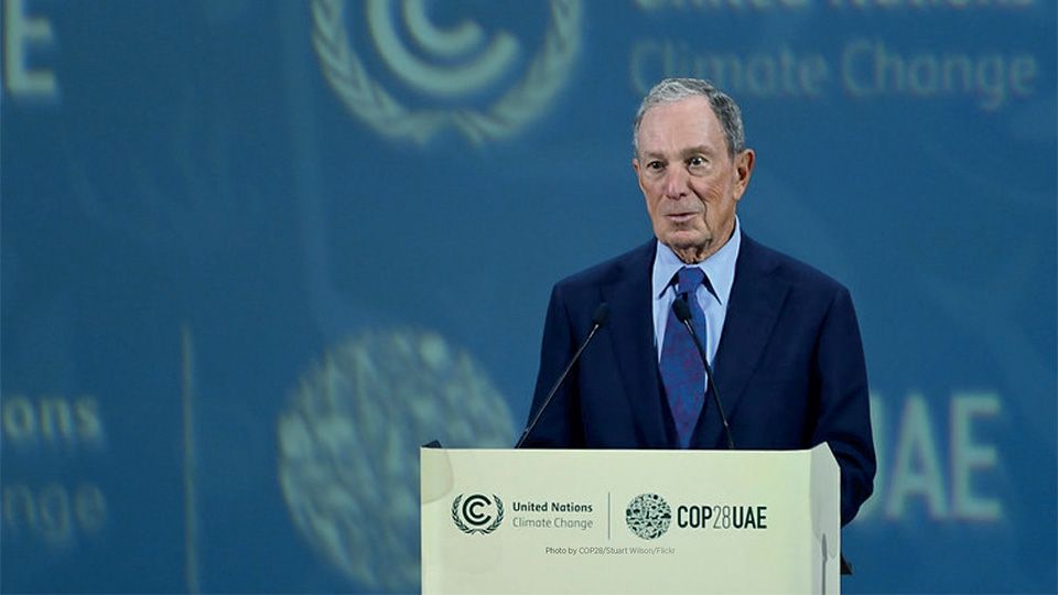 DECEMBER 2: Michael Bloomberg, American businessman and Politician speaks during the Energy Session at Al Waha Theater during the UN Climate Change Conference COP28 at Expo City Dubai on December 2, 2023, in Dubai, United Arab Emirates. (Photo by COP28 / Stuart Wilson)
