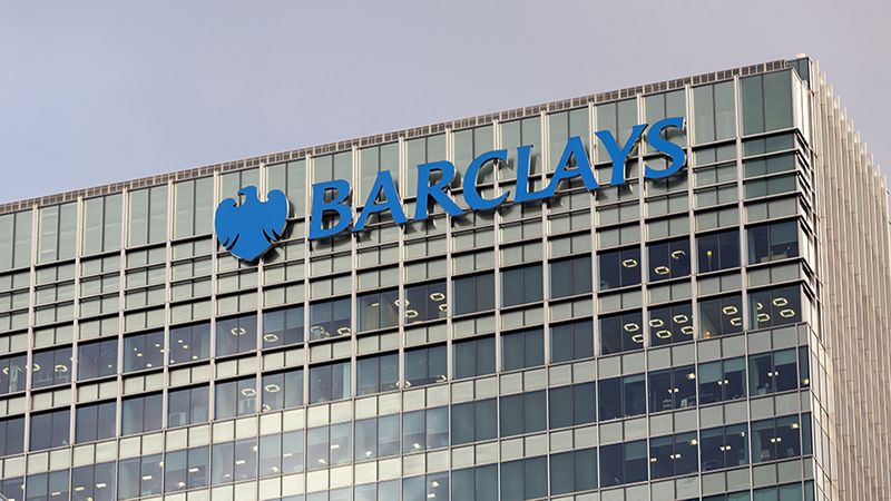London, UK - October 29, 2013: Corporate branding on the headquarter buildings of Barclays at day in London.