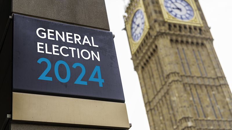 General Election Now sign in front of Westminster