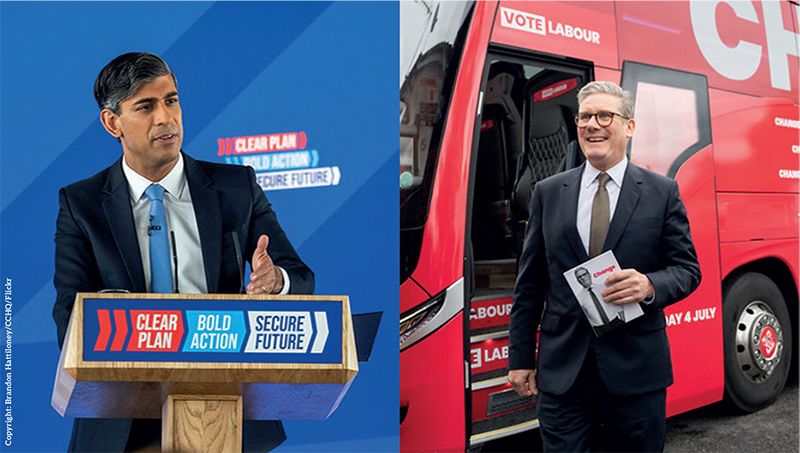 Prime Minister Rishi Sunak launches the manifesto at Silverstone and Keir Starmer, leader of the Labour Party, at the launch of the 2024 manifesto in Manchester.