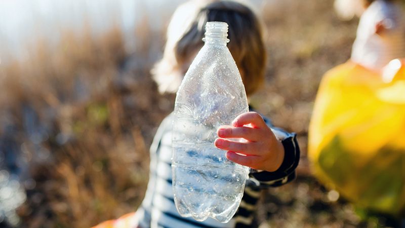 Plastic bottle on beach