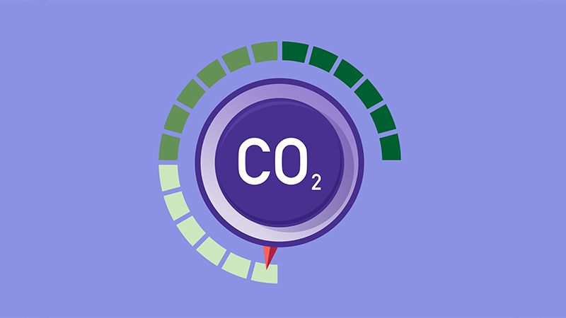 Carbon dioxide emissions control concept. Reduce CO2 level. businessman turning a carbon dioxide knob button to the minimum position. CO2 reduction or removal concept. Vector illustration